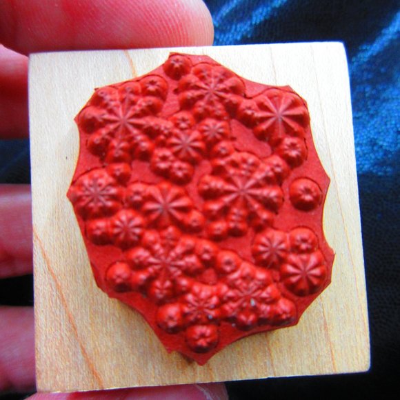 Snowflakes Wood Mounted Stamp 1.5" x 1.5" - Picture 2 of 3